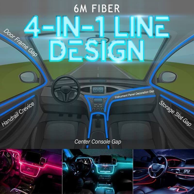 Luvikno | 4-i-1 Linje Bil LED Ambient Lys