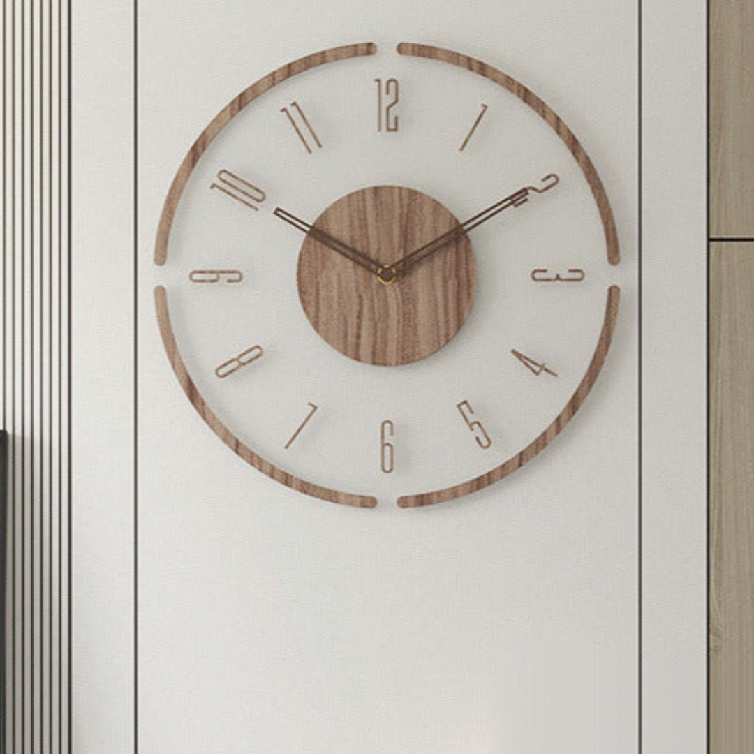 35cm Nordisk Minimalistisk Veggklokke laget av massivt tre | Luvikno
