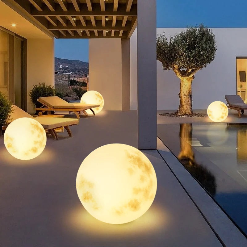 Utendørs Hage Lys Måne Ball Lampe Luvikno