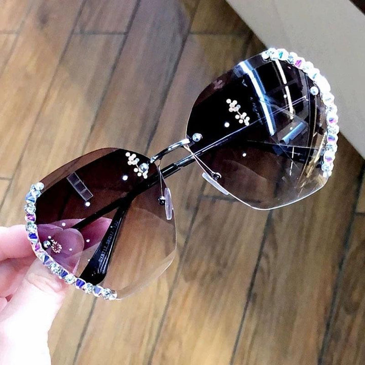Rimless solbriller med krystall | Luvikno
