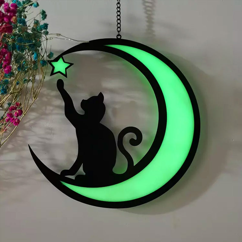 Luvikno | Moon Cat Dekorasjon Anheng laget av Akryl