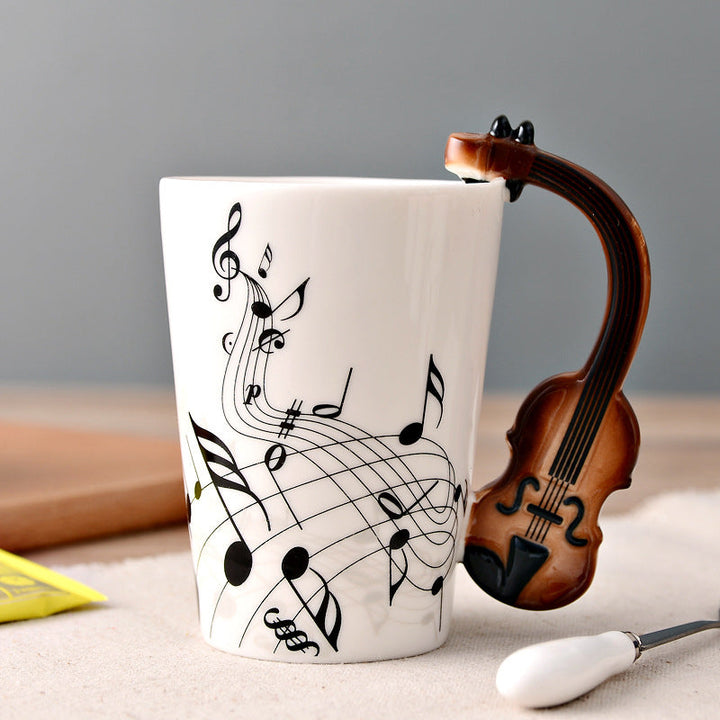 Musikernes keramiske kaffekopp, musikinstrumenthåndtak kopp | Luvikno