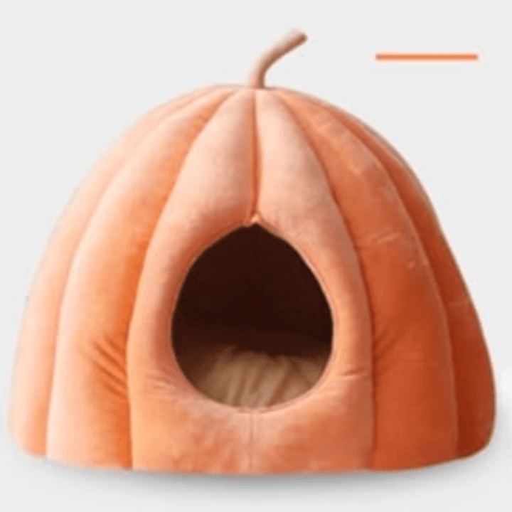 Luvikno | Pumpkinpaws Cozy Gresskarformet Kattedyne for vinterkomfort & halloween-atmosfære