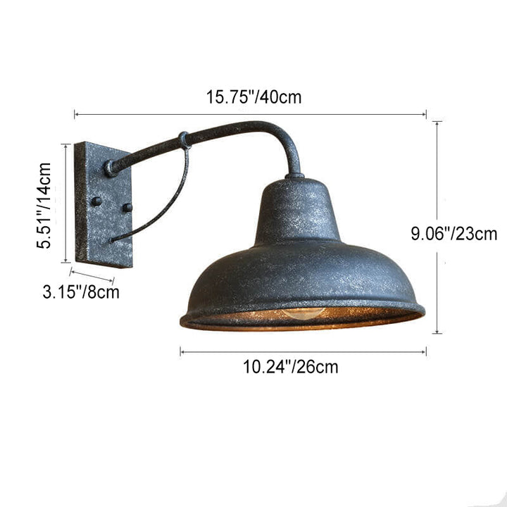 Vintage Iron Barn Vanntett Utendørs 1-Lyskilde Vegglampe | Luvikno