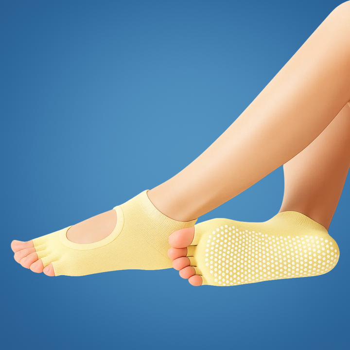 Slip Yoga Grip Socks – Åpen Tå & Pustende – Gummiert Såle for Kvinner – Stabilitet Balanse Komfort i Yoga & Pilates Luvikno