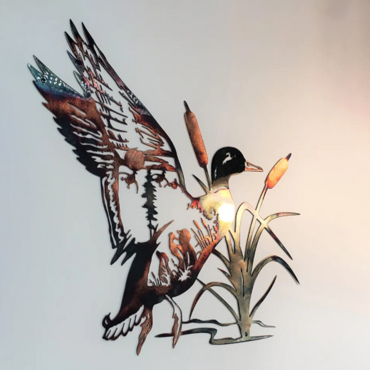 Solo Mallard jakt & ørret fiske scene kreativ metall veggkunst håndverk | Luvikno