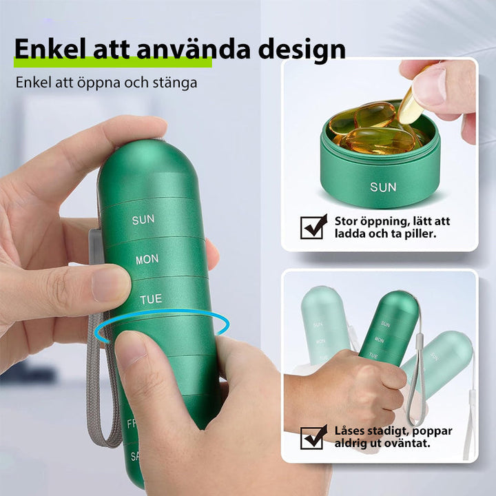 Luvikno | 7-dagers bærbar pilleboks for reise