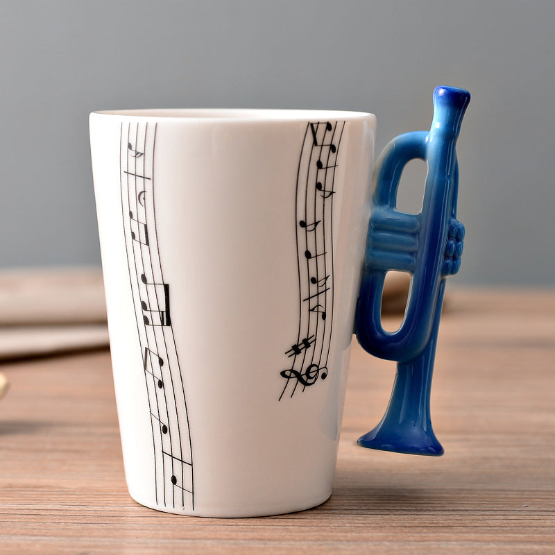 Musikernes keramiske kaffekopp, musikinstrumenthåndtak kopp | Luvikno