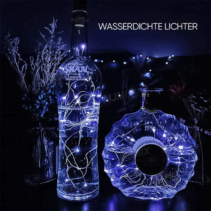 LED Vinflaske Lys Kork Nattlys DIY Dekor Hev - Bit | Luvikno