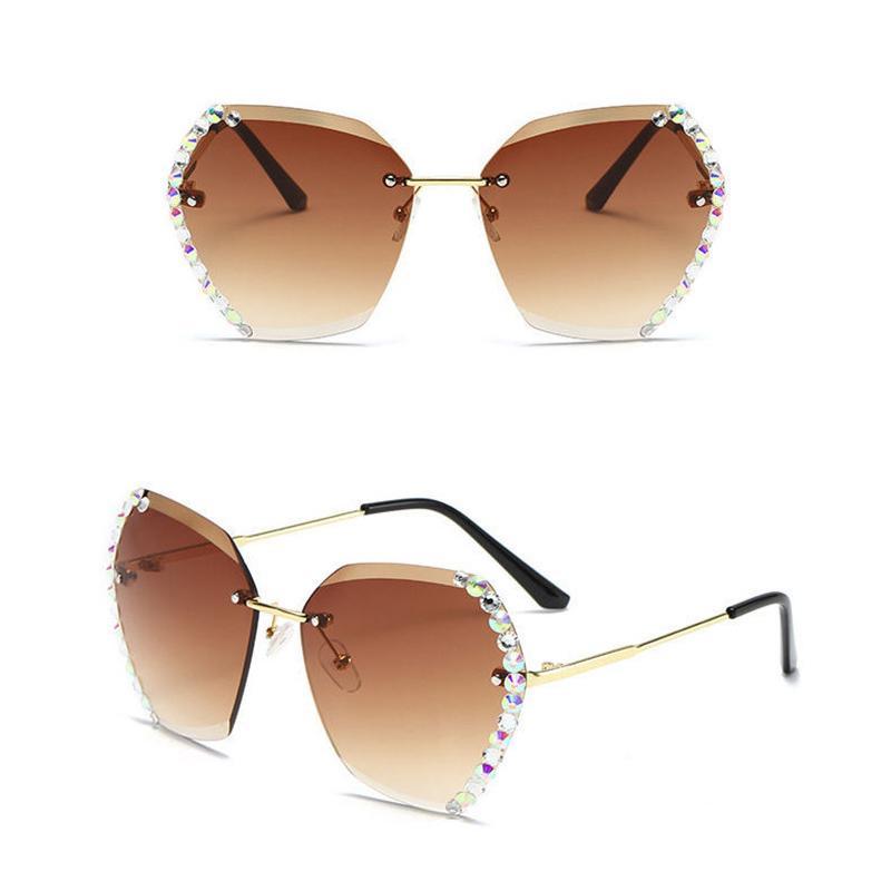 Rimless solbriller med krystall | Luvikno