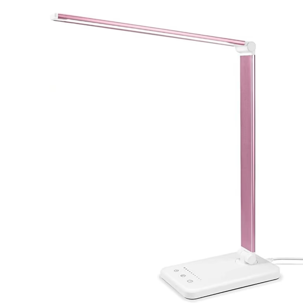 Luvikno | LED Skrivebordslampe - Bordlampe med USB-ladeport, 5 lysinnstillinger og lysstyrkenivåer