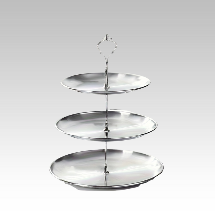 SteelTower - Elegant Triple Serving Plate for Parties Luvikno