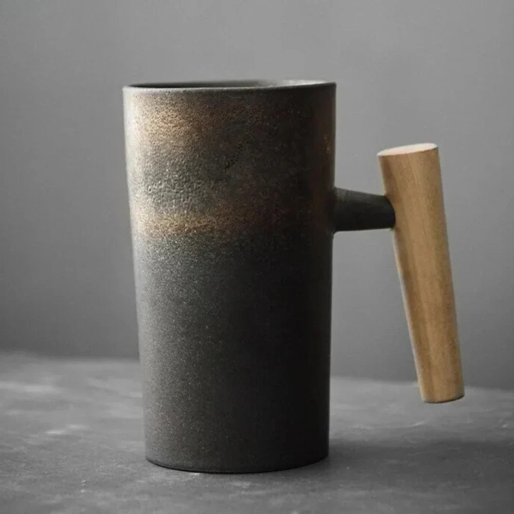 ScandiSip Keramisk Kopp – Minimalistisk Skandinavisk Design med Treskaft | Luvikno