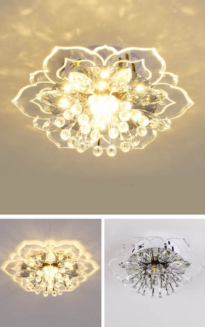 Luvikno | GlowPetal LED Krystall Taklampe | Blomsterformet | Moderne Design | Energisparende | Dekorativ Belysning