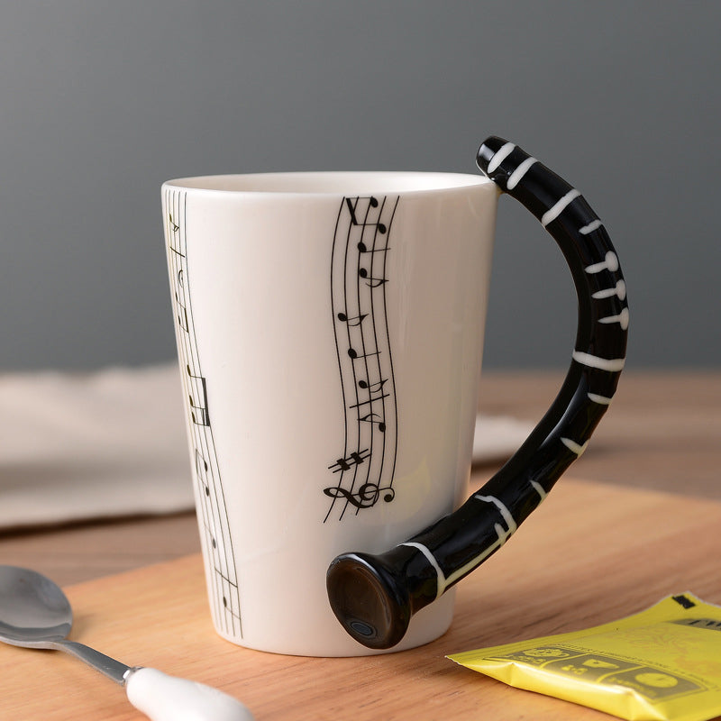Musikernes keramiske kaffekopp, musikinstrumenthåndtak kopp | Luvikno
