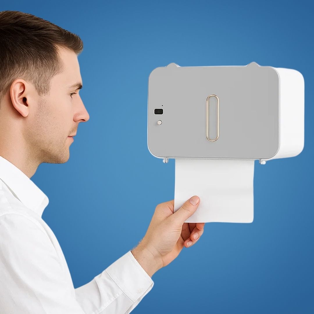 CleanGuard | Berøringsfri Toalettpapirdispenser – Sensorsensitiv – Auto-Fold Snitt – For Travle Toaletter Luvikno
