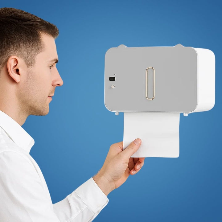 CleanGuard | Berøringsfri Toalettpapirdispenser – Sensorsensitiv – Auto-Fold Snitt – For Travle Toaletter Luvikno