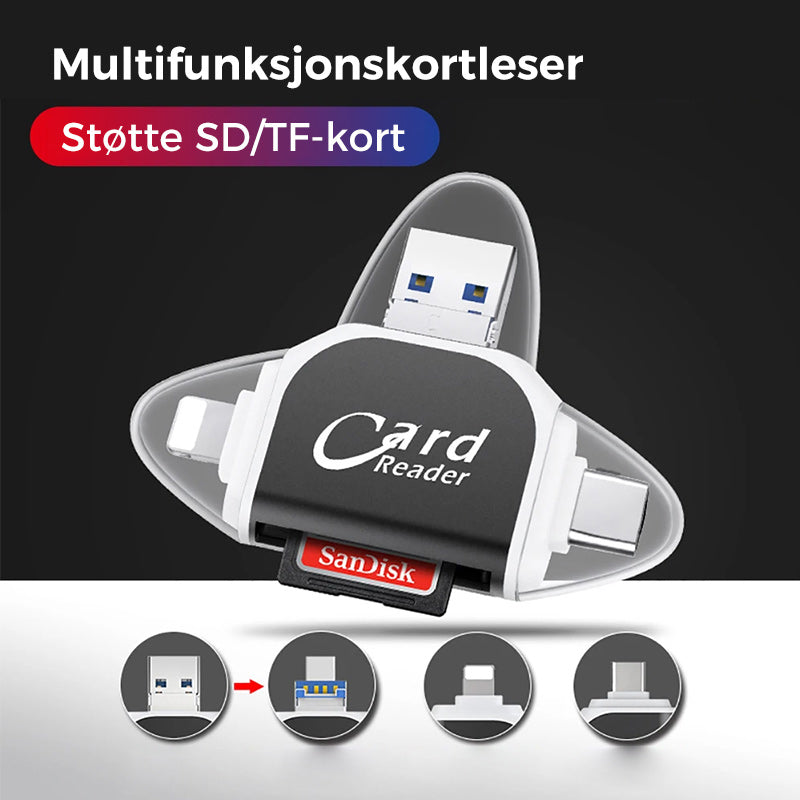 Multi-Port 4 i 1 Universell SD TF Kortleser | Luvikno