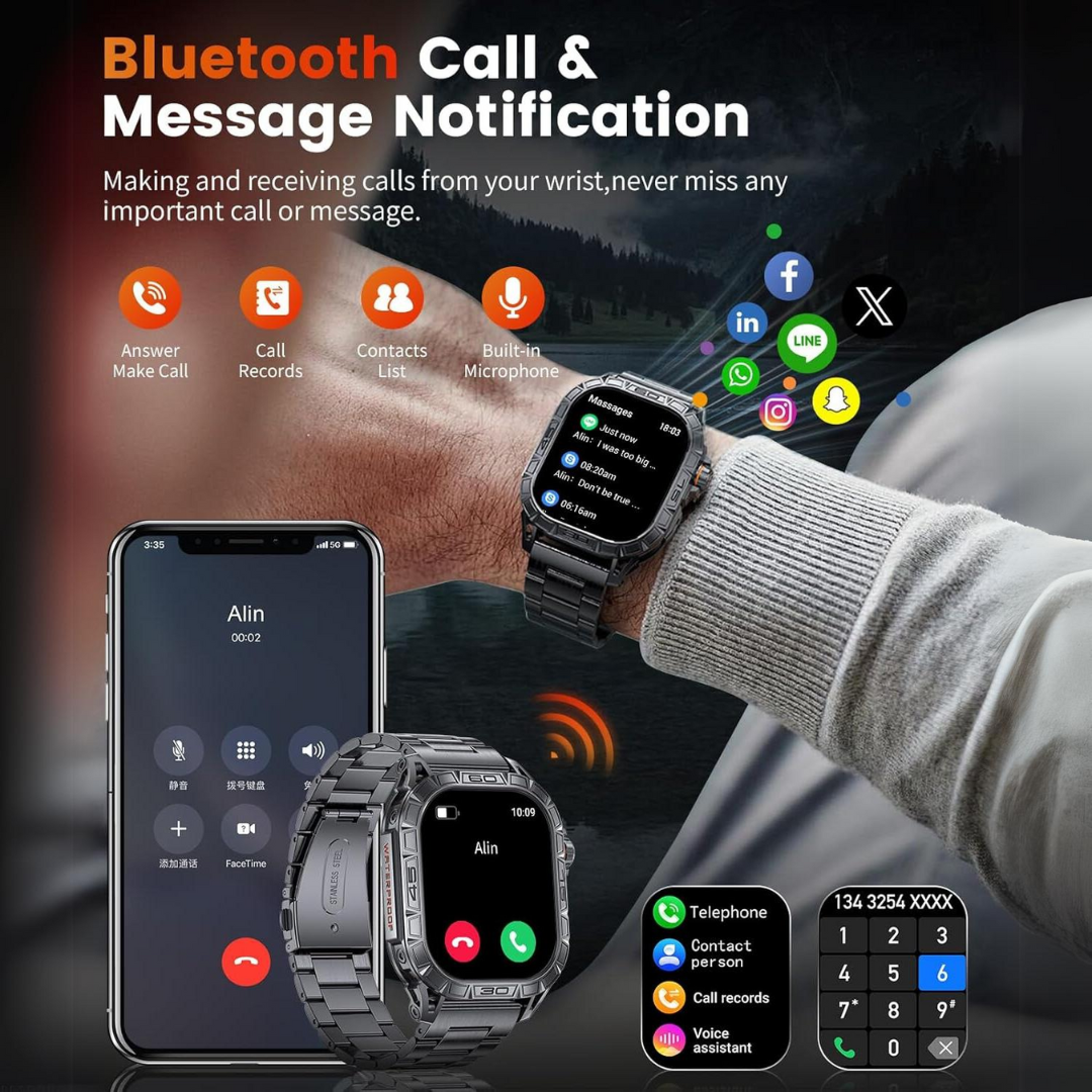 Slitesterk Smartwatch – Vanntett beskyttelse med militærgrad holdbarhet Luvikno