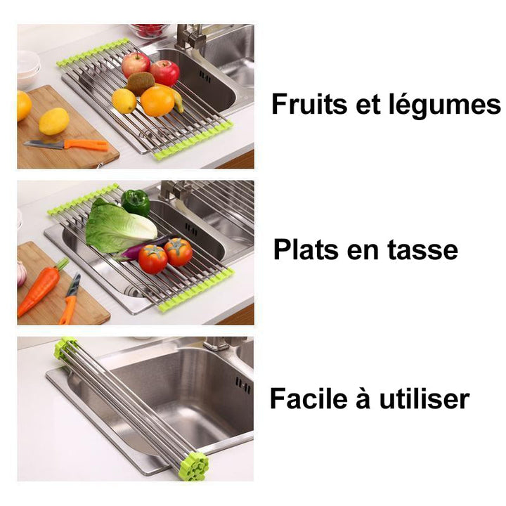 Rull-bar Rustfritt Stål Tallerken Tørker, Sammenleggbar | Luvikno