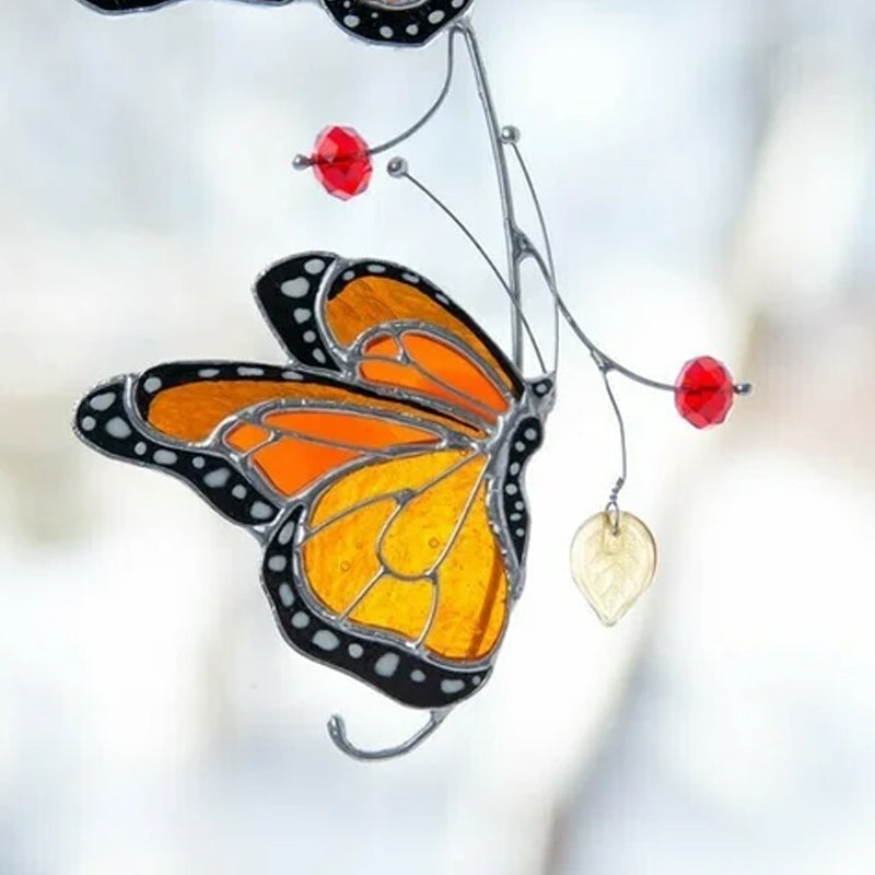 Flekkete Monarch Butterfly Glass Window Decor | Luvikno