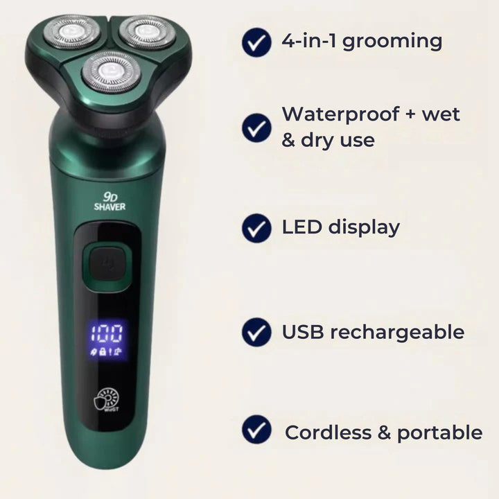 4-i-1 Grooming – Vanntett – LED-skjerm – USB-oppladbar – Fuktig og tørr barbering Luvikno