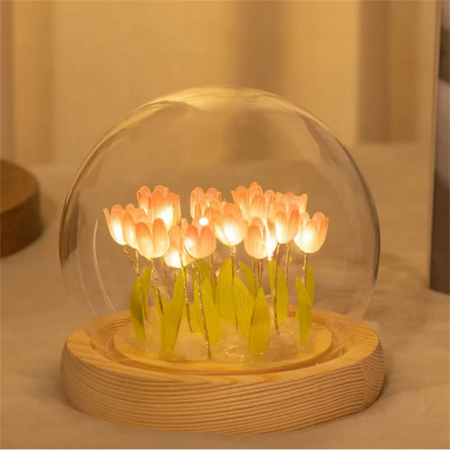 Håndlaget kunstig tulipan LED nattlampe bordlampe for soverom og gaveinnredning Luvikno