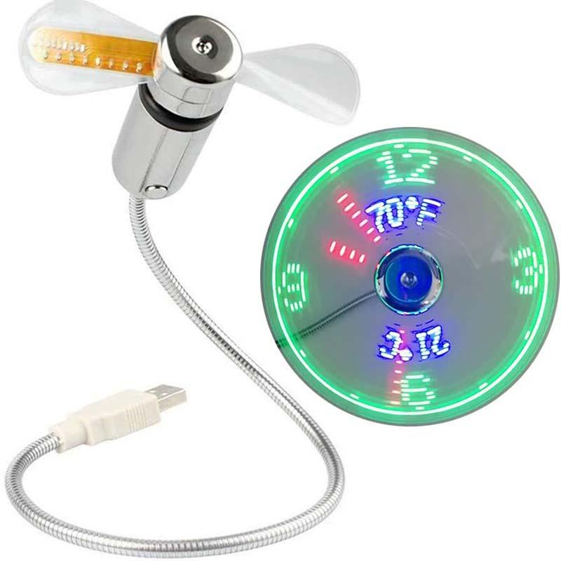 USB-vifte med LED-klokkbelysning | Luvikno
