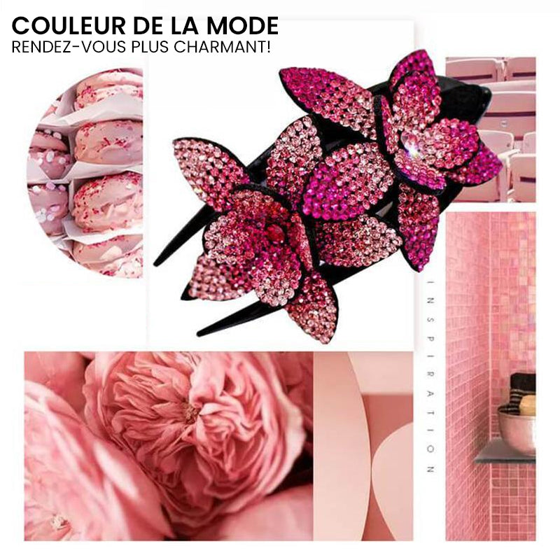 Double Flower Rhinestone Hair Pin | Luvikno