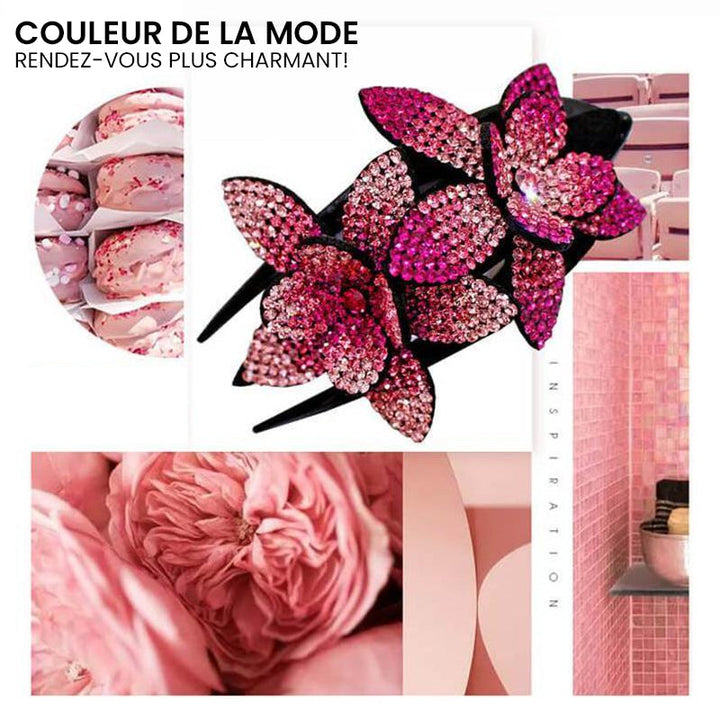 Double Flower Rhinestone Hair Pin | Luvikno