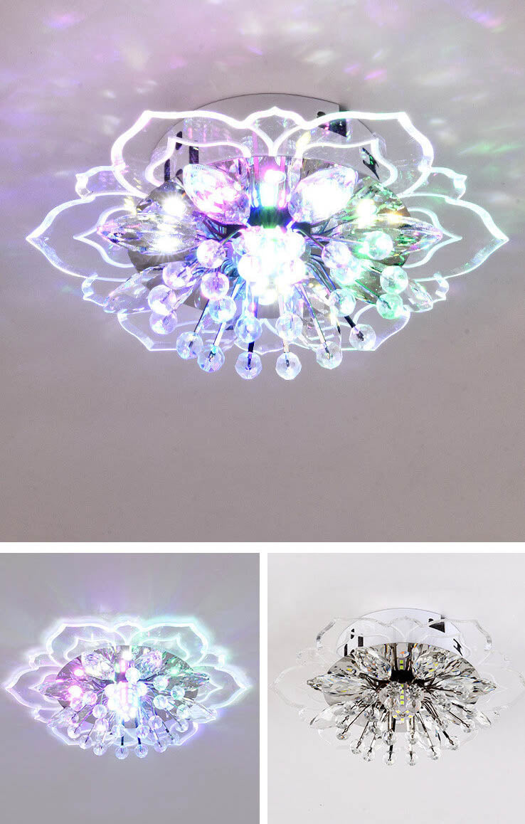 Luvikno | GlowPetal LED Krystall Taklampe | Blomsterformet | Moderne Design | Energisparende | Dekorativ Belysning