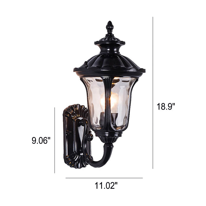 Europeisk Retro Vanntett Steinmønster Glasslampeskjerm 1-Lys Utendørs Vegglampe | Luvikno