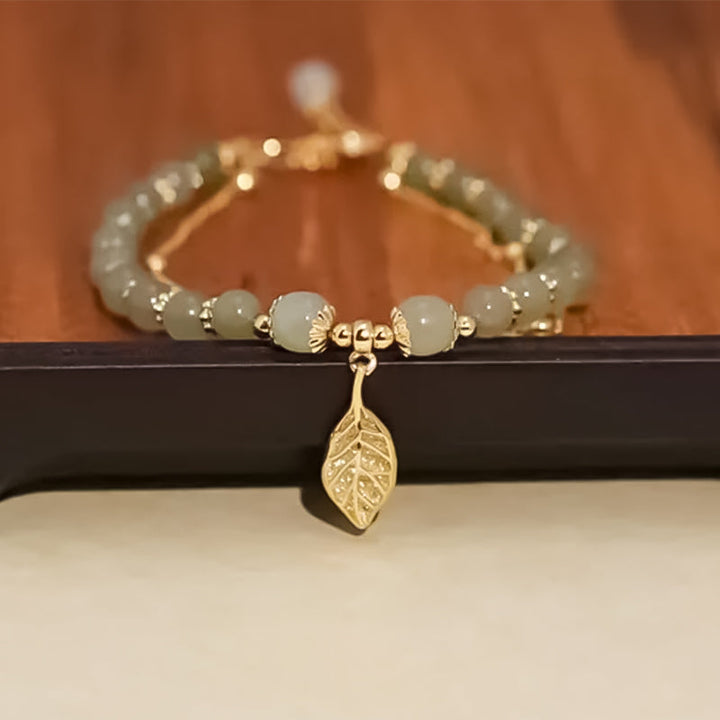 Luvikno | Hetian Jade Leaf Gold Bracelet