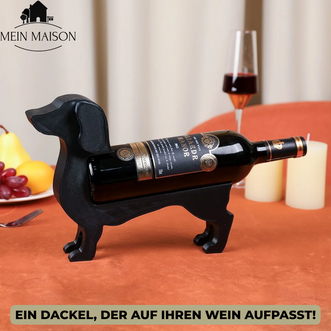 Luvikno | Vinflaskeholder Dachsund CorkHound | Original Design | Solid & Dekorativ | For 375–500 ml