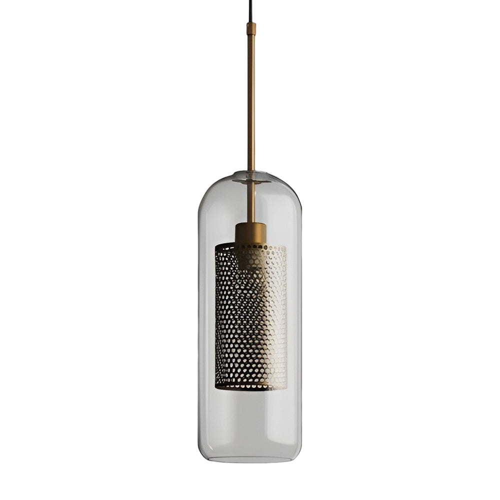 Vintage industriell pendellampe med rund glass og gull – LED pendellampe for spisestue og stue | Luvikno