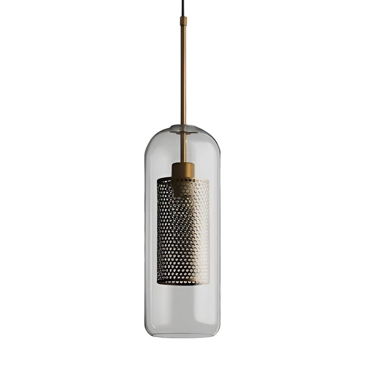 Vintage industriell pendellampe med rund glass og gull – LED pendellampe for spisestue og stue | Luvikno