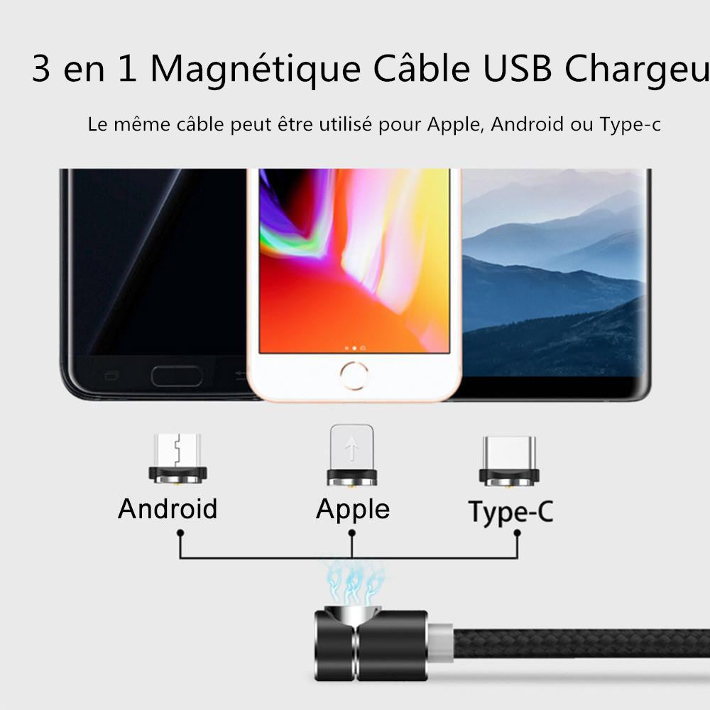 3 i 1 magnetisk USB-ladekabel med LED-lys | luvikno