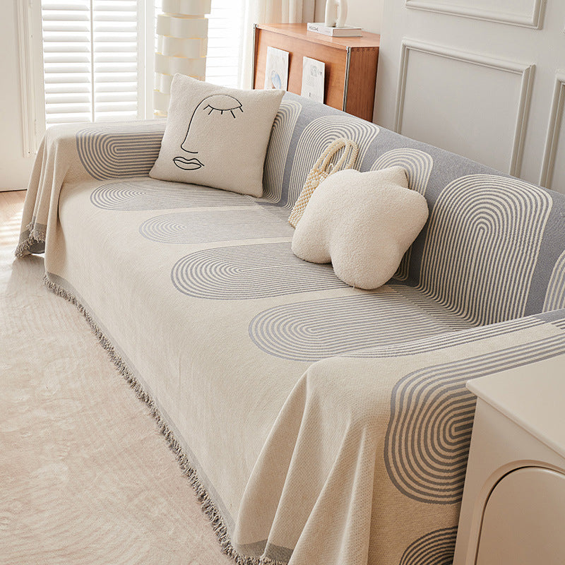 Dobbelsidig Chenille Sofa Dekke | Luvikno