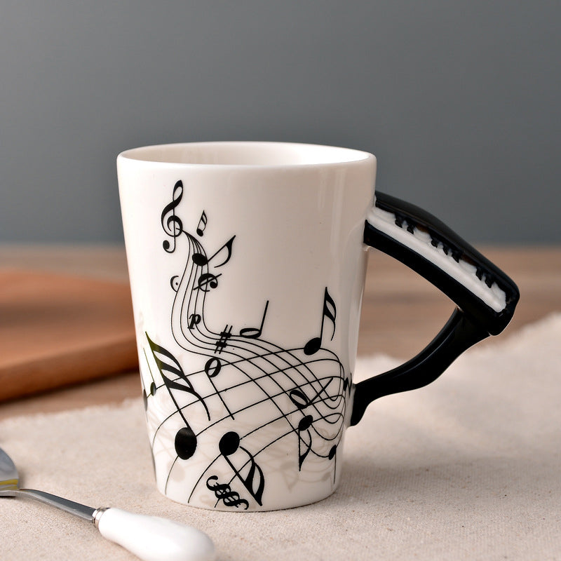 Musikernes keramiske kaffekopp, musikinstrumenthåndtak kopp | Luvikno