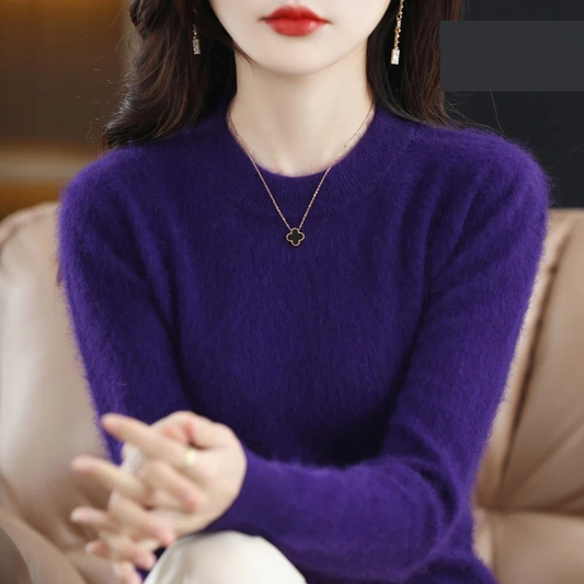 Luvik | Kasmir Neule Naiset Luksusmainen Pyöreä Kaula-aukko, Pehmeä & Muodikas