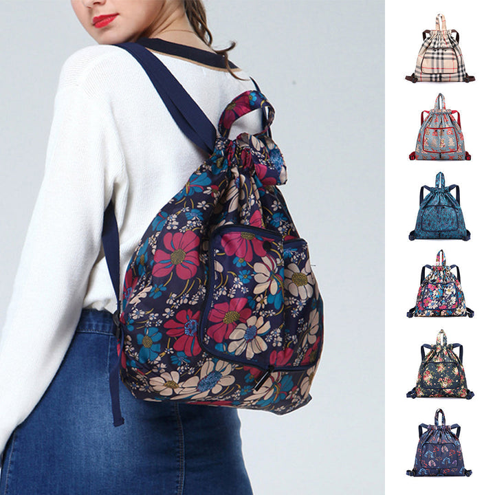 Samlebar trykt nylon ryggsekk med snor | Luvikno