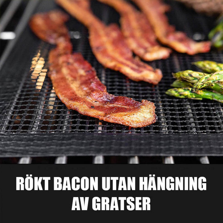Luvikno | Grillfine BBQ Grillnett / Grillmat | Non-stick & Gjenbrukbar | Varmeresistent opp til 370 °C | For kjøtt, fisk & grønnsaker