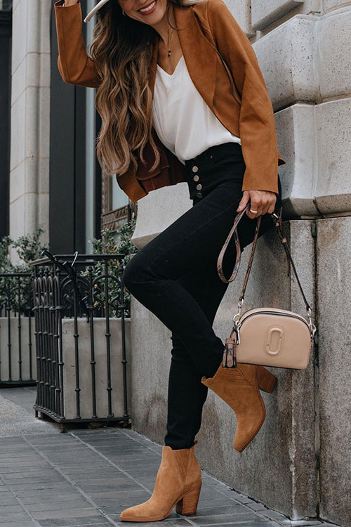 Luvik | Up Pocketed Faux Suede Moottoripyörätakki (7 eri värissä)