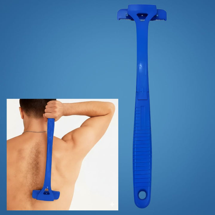 Ekstra-lang håndtak rekkevidde – Skarpe rustfrie blader – Jevn smertefri barbering – Uanstrengt DIY grooming for menn Luvikno