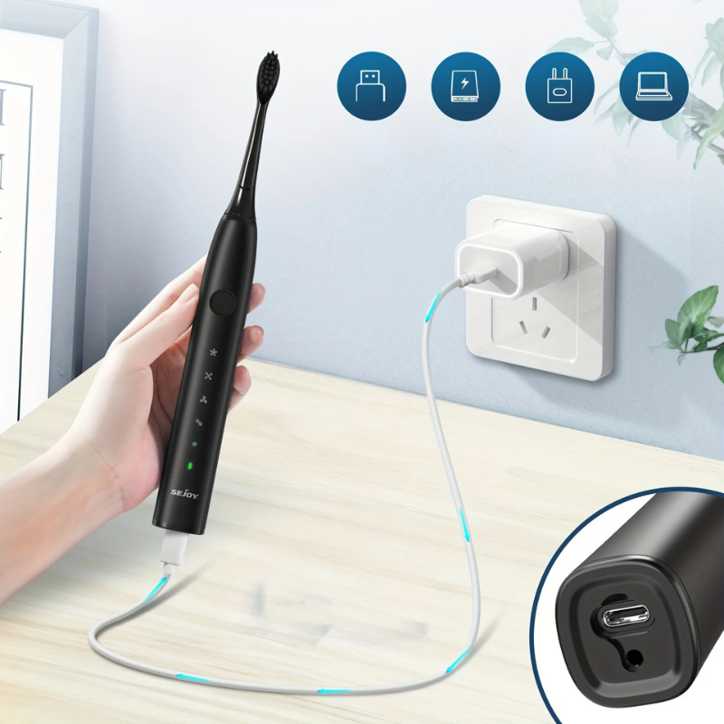 Luvikno | GlowSmile Sonic Tannbørste – Oppladbar med 5 Moduser og 8 Børstehoder