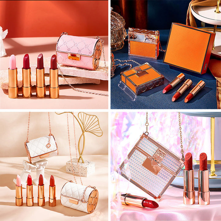 Lipstick Set Velvet Matte med Glamour Kjede Håndveske | luvikno