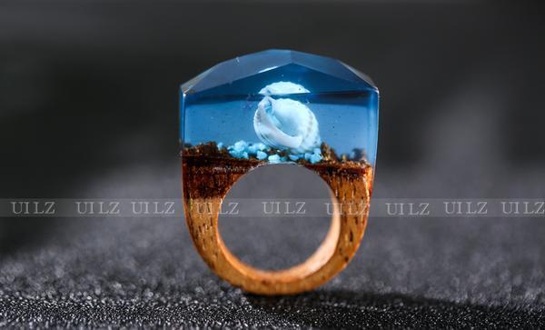 Quanta - Blå Seashell Resin Ring | Luvikno