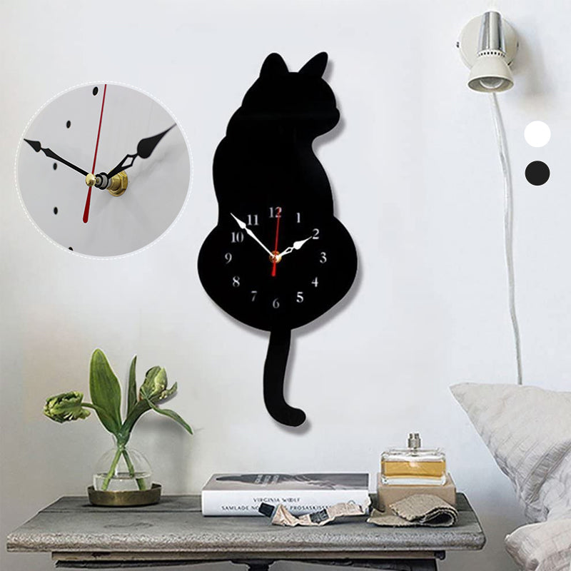 Nordic Cat Viftende Hale Veggklokke | Luvikno