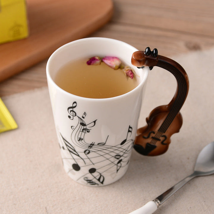 Musikernes keramiske kaffekopp, musikinstrumenthåndtak kopp | Luvikno