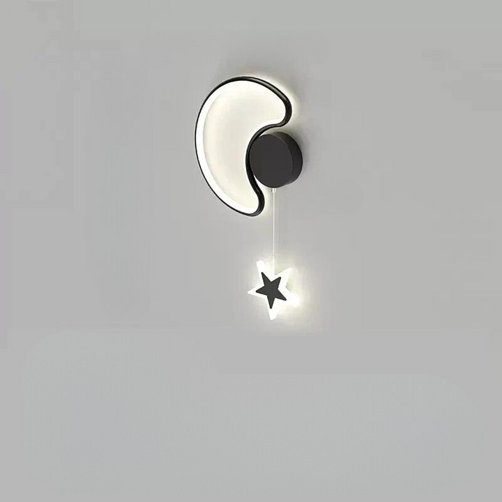 LumiDroom - Magisk Vegglampe med Stjerner og Måne Luvikno